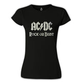 AC DC - Rock or Bust Logo Siyah Kadın Tshirt