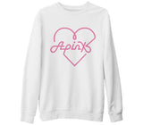 Apink - Logo Kalp Beyaz Kalın Sweatshirt