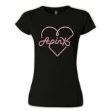 Apink - Logo Kalp Siyah Kadın Tshirt