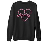 Apink - Logo Kalp Siyah Erkek Kalın Sweatshirt