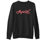 Apink - Logo  Siyah Erkek Kalın Sweatshirt