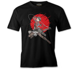 Attack on Titan Levi - Red Moon Siyah Erkek Tshirt
