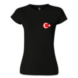 Ay Yıldız - Göğüs Logo Siyah Kadın Tshirt
