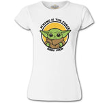 Baby Yoda - Strong Beyaz Kadın Tshirt