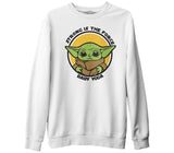 Baby Yoda - Strong Beyaz Erkek Kalın Sweatshirt