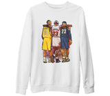 Basketball - Jordan & James & Bryant Beyaz Kalın Sweatshirt
