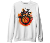 Basketbol - Sokak Topu Beyaz Erkek Kalın Sweatshirt