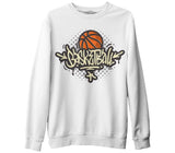 Basketbol Star Beyaz Erkek Kalın Sweatshirt