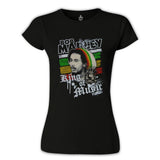Bob Marley - King of Music Siyah Kadın Tshirt