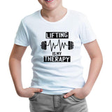 Bodybuilding Lifting Theraphy Beyaz Çocuk Tshirt
