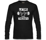 Bodybuilding Lifting Theraphy Siyah Erkek Sweatshirt