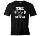 Bodybuilding Lifting Theraphy Siyah Erkek Tshirt