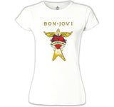 Bon Jovi - Guitar Beyaz Kadın Tshirt
