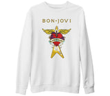 Bon Jovi - Guitar Beyaz Kalın Sweatshirt