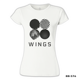BTS - Wings Logo Beyaz Kadın Tshirt