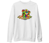Color Cubes Beyaz Kalın Sweatshirt