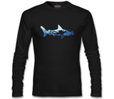 Diver Underwater in a Shark Silhouette Siyah Erkek Sweatshirt