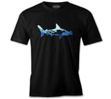 Diver Underwater in a Shark Silhouette Siyah Erkek Tshirt