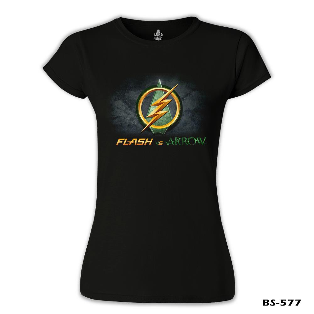 Flash vs Arrow Siyah Kadın Tshirt