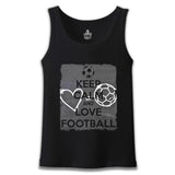 Keep Calm and Love Football Siyah Erkek Atlet