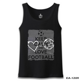 Keep Calm and Love Football Siyah Erkek Atlet
