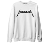 Metallica Logo II Beyaz Erkek Kalın Sweatshirt