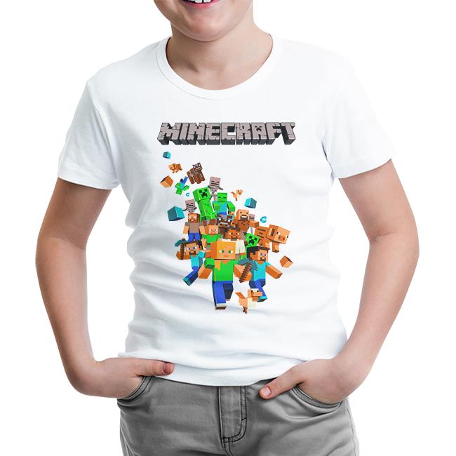 Minecraft - Steve and Alex Beyaz Çocuk Tshirt