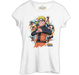 Naruto with Several Naruto Figures Beyaz Kadın Tshirt