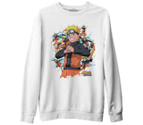 Naruto with Several Naruto Figures Beyaz Erkek Kalın Sweatshirt