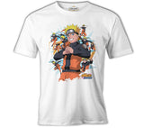 Naruto with Several Naruto Figures Beyaz Erkek Tshirt