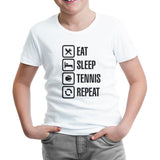 Tenis - Eat Sleep Tennis Beyaz Çocuk Tshirt