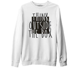 Think Outside the Box Beyaz Erkek Kalın Sweatshirt