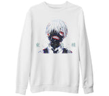 Tokyo Ghoul 2 Beyaz Kalın Sweatshirt
