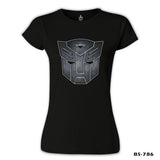 Transformers Logo 1 Siyah Kadın Tshirt
