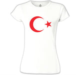 Türk Bayrağı - Ay Yıldız Beyaz Kadın Tshirt