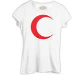 Türk Bayrağı - Bayrak Ay Beyaz Kadın Tshirt