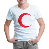 Türk Bayrağı - Bayrak Ay Beyaz Çocuk Tshirt