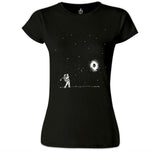 Uzay - Golf Siyah Kadın Tshirt