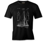 Yat Kulübü - Sail Boat Siyah Erkek Tshirt