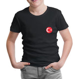 Ay Yıldız - Göğüs Logo 2 Siyah Çocuk Tshirt - Lord Tshirt
