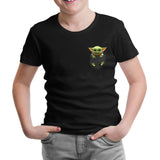 Baby Yoda - Pocket Siyah Çocuk Tshirt - Lord Tshirt