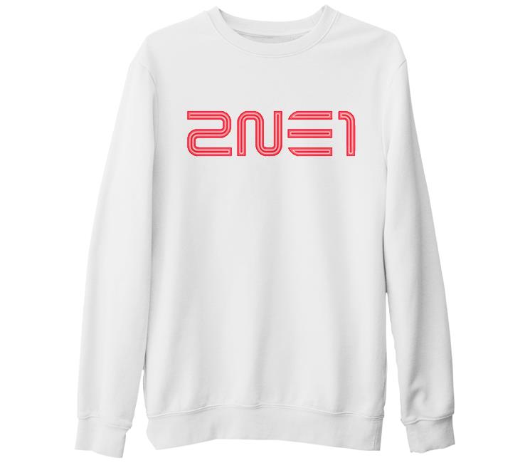 2NE1 - Logo  Beyaz Kalın Sweatshirt