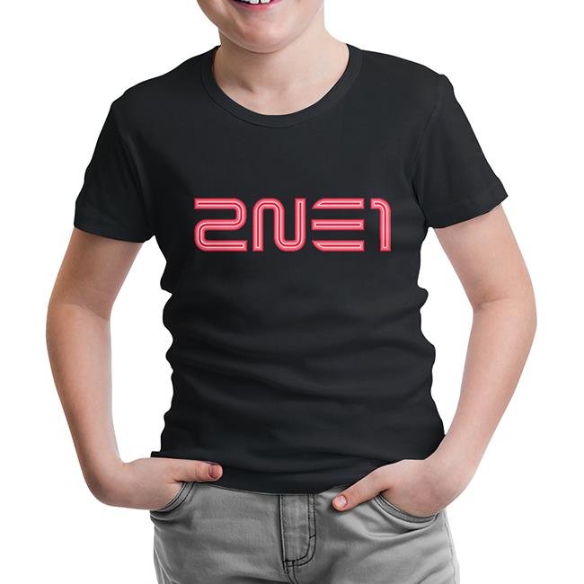 2NE1 - Logo Black Kids Tshirt