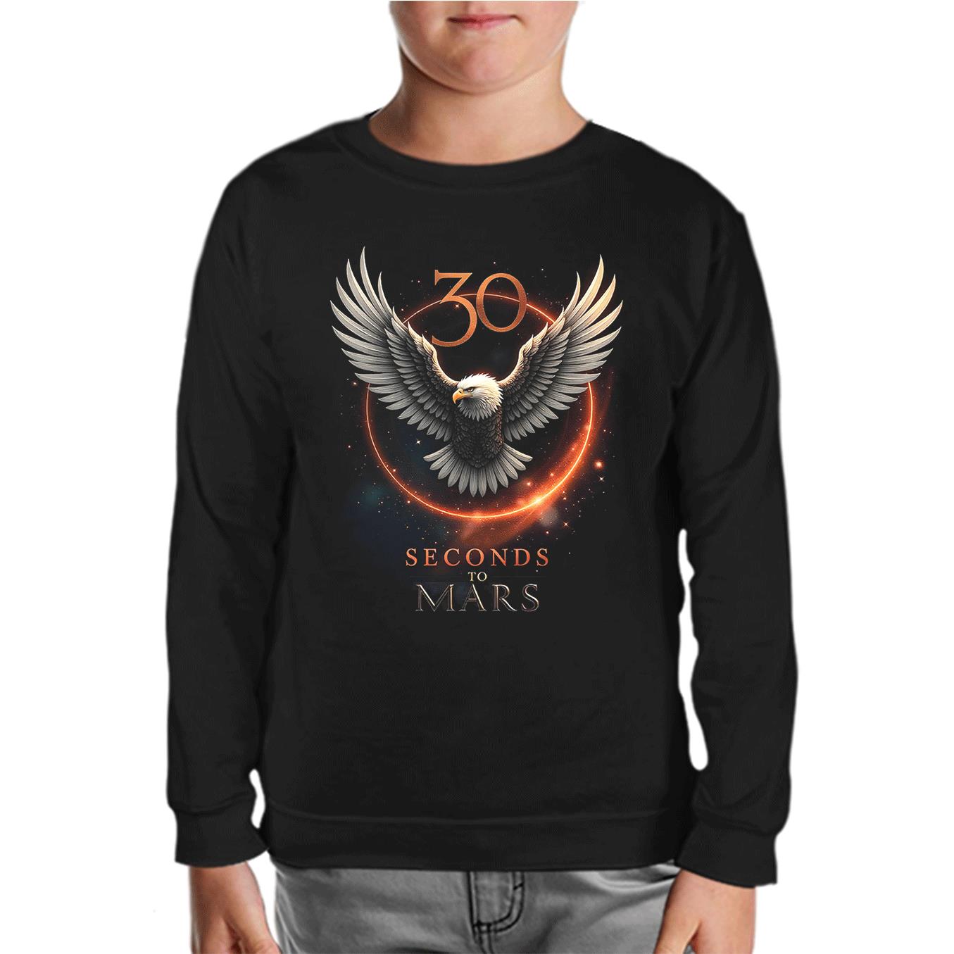 30 Seconds to Mars - Kartal Siyah Çocuk Sweatshirt