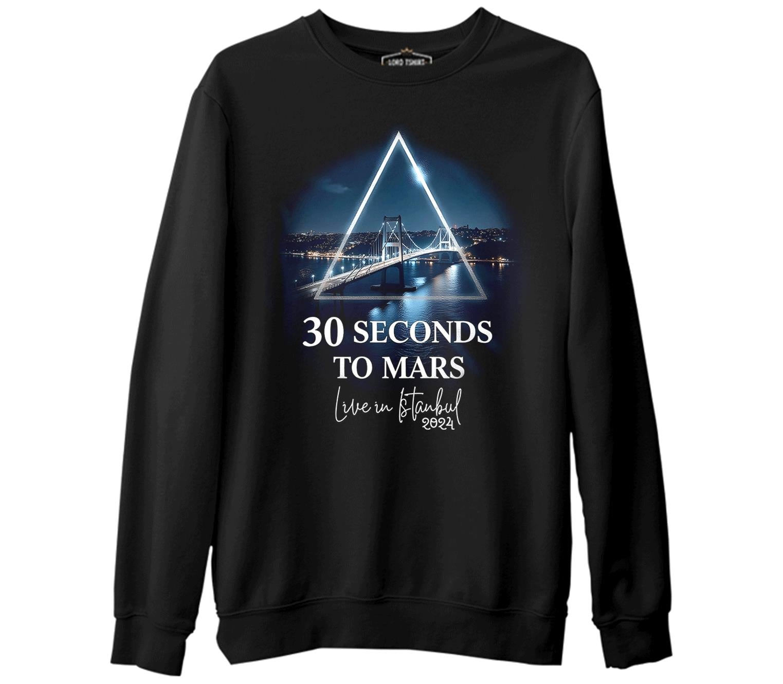 30 Seconds to Mars - Live in İstanbul Siyah Erkek Kalın Sweatshirt