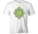 8 Years Old Birthday with Soccer Balls on the Field Beyaz Erkek Tshirt