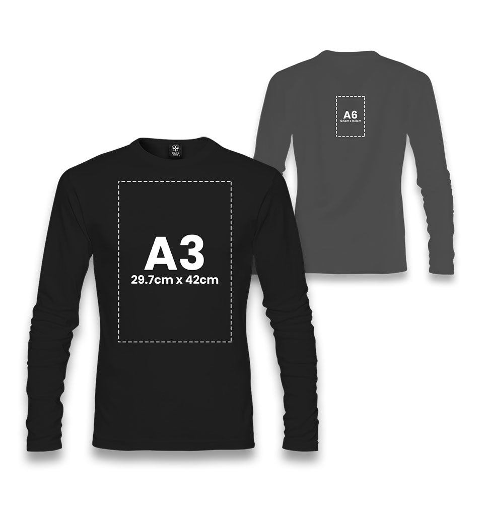 Personalized Unisex Black Thin Long Sleeve - Front Back 