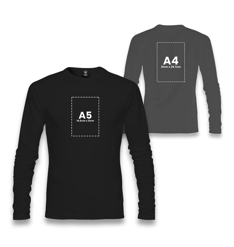 Personalized Unisex Black Thin Long Sleeve - Front Back 