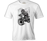 A Biker Riding in Front of the Mountains White Men's T-Shirt 