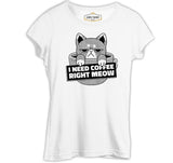 A Cat in a Coffee Cup Beyaz Kadın Tshirt